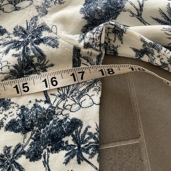 Tory Burch tropical print navy blue white/cream cotton cardigan - Picture 12 of 17